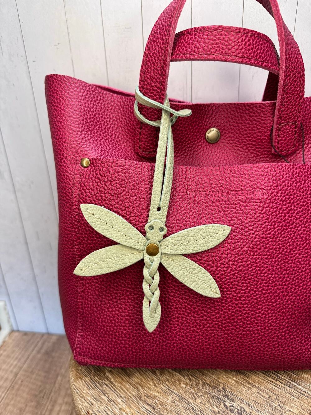 Portland Leather Dragonfly Charm PISTACHIO Green Purse Charm FAST SHIP Bag Charm